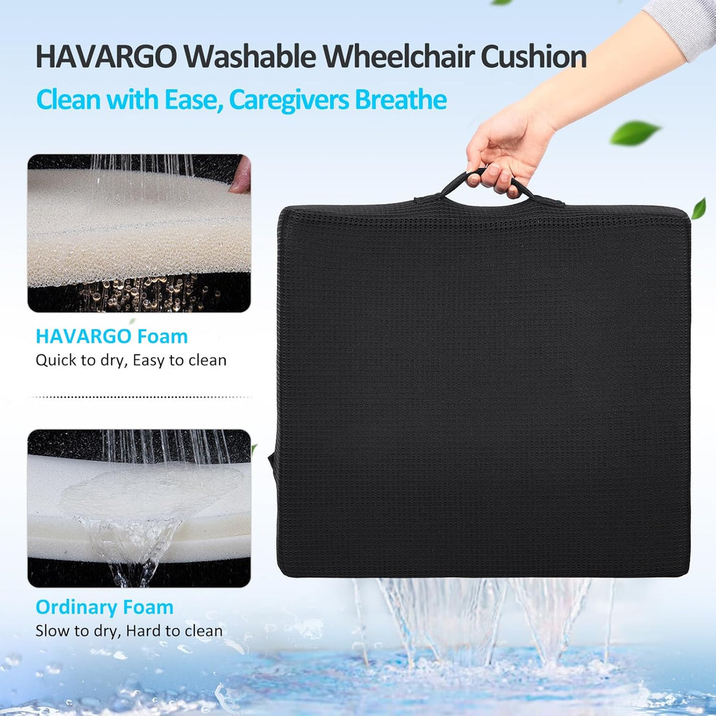 Washable Wheelchair Seat Cushions–Easy Maintenance Wheelchair Cushion That Reduces Caregiver Workload–Patented