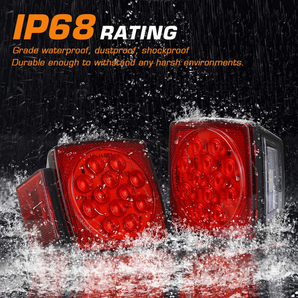 Submersible LED Trailer Light Kit, Super Bright Brake Stop Turn Tail License Lights for Camper Truck RV Boat