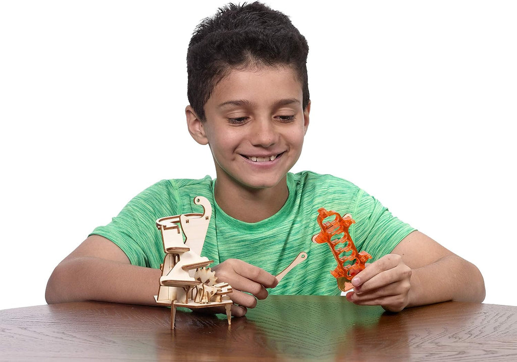 Marbleocity Triple Play 4-Bar Link — Build A Wood Marble Machine — Tinkineer STEM Kit — for Ages 9+