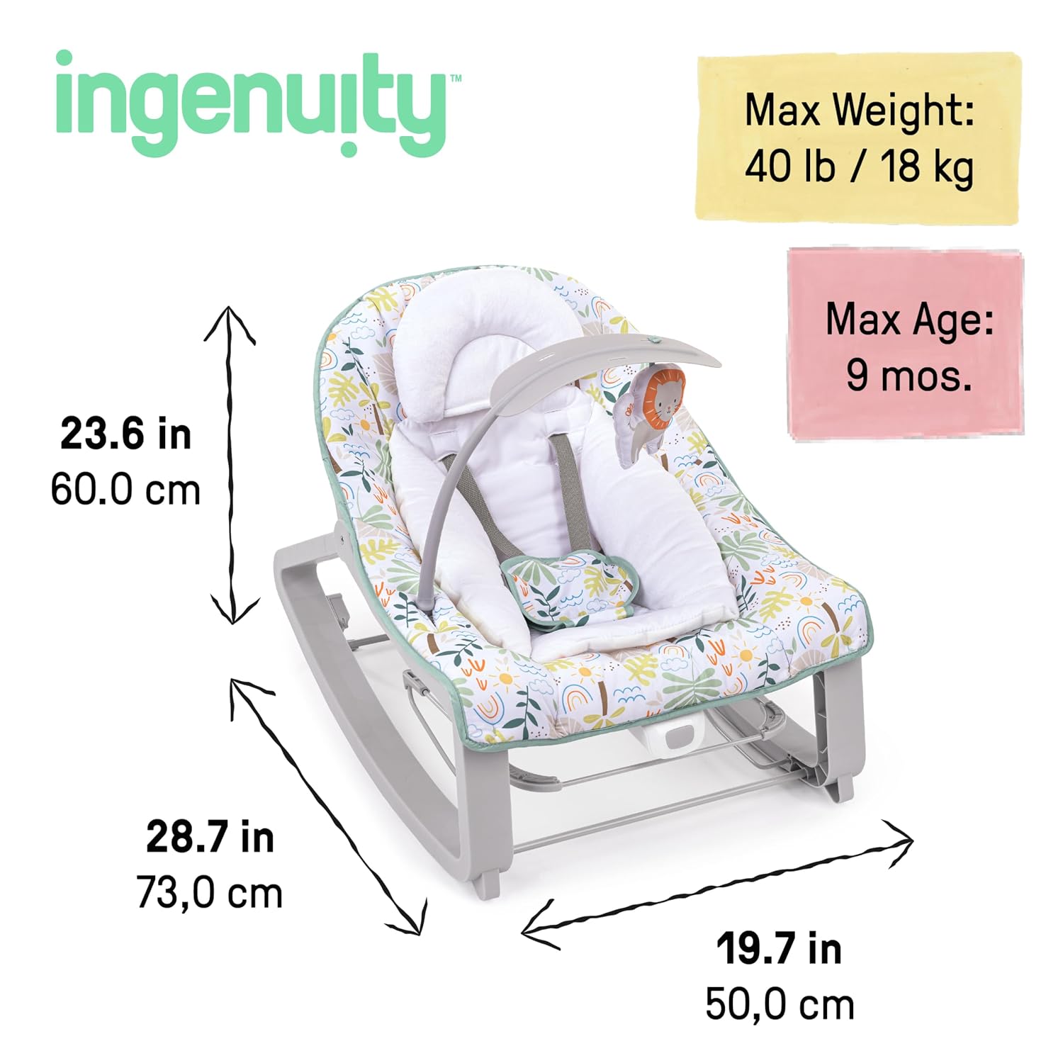 Keep Cozy 3-in-1 Grow with Me Vibrating Baby Bouncer Seat & Infant to Toddler Rocker, 0-30 Months Up to 40 lbs (Madi)