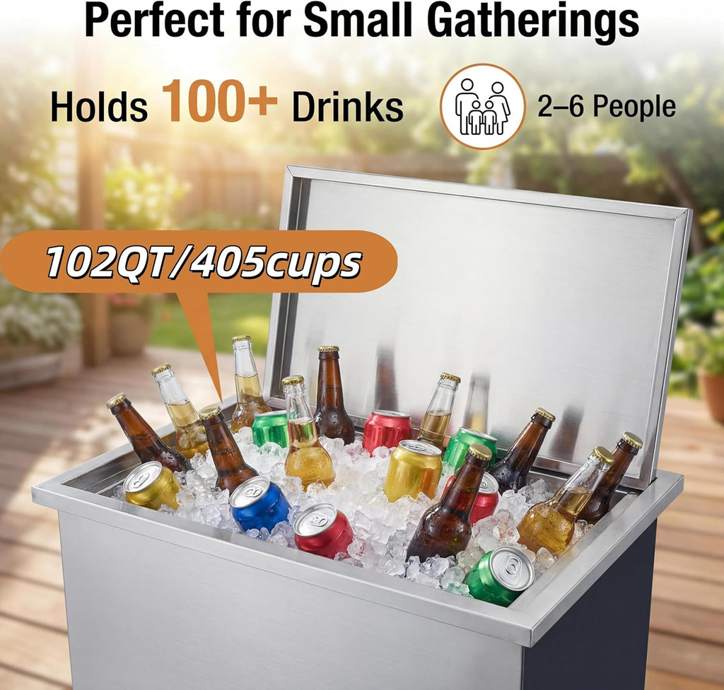 Drop in Ice Chest with Lid Stainless Steel Ice Bin
