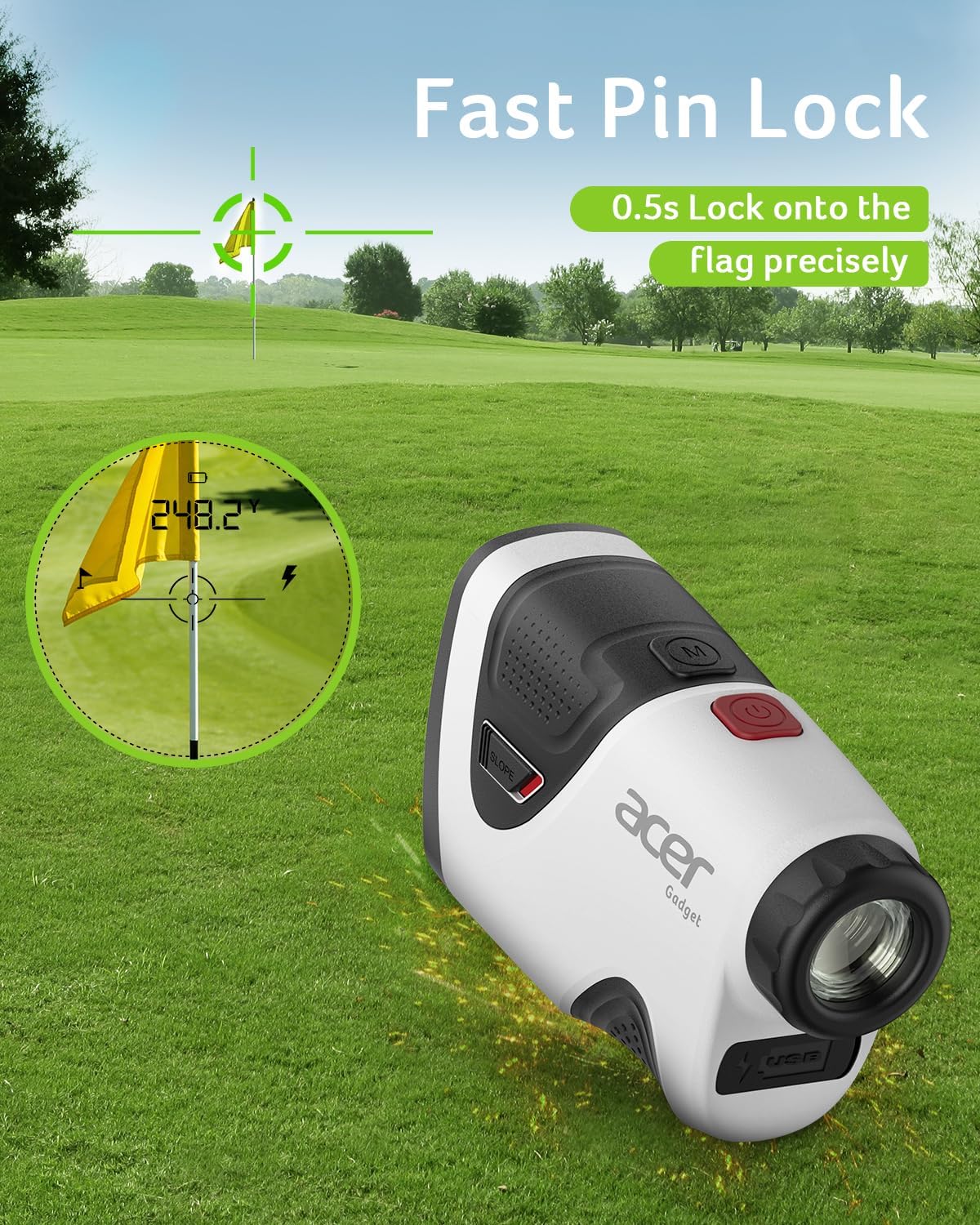 Pro Golf Rangefinder with Slope Switch, Pin Lock Vibration, 1200 Yards