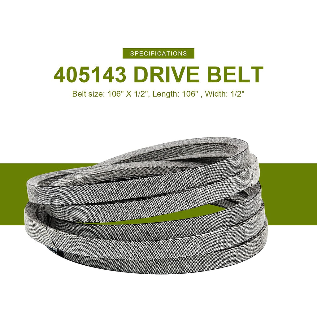 2 Pack 405143 Mower Drive Deck Belt 106" X 1/2" Replacement 46" for Ariens 21546607 AYP 405143 584453101 7133156 Craftsman 532405143 Fits Husqvarna 2246LS 2346XLS YTH20K46 YTH2146XP YTH2246
