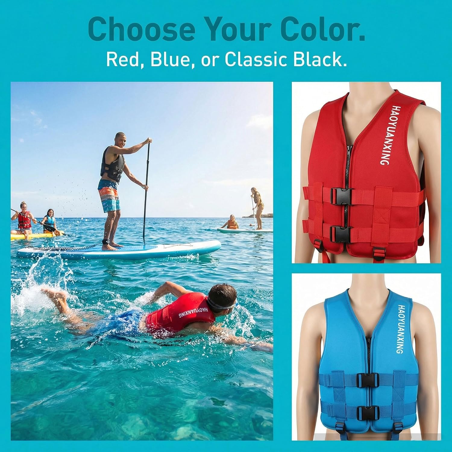 Lifejacekts for Adults, Adult Kayak Vest High Buoyancy Swim Vest Women's Men's Adjustable Straps Safety Jacket Great
