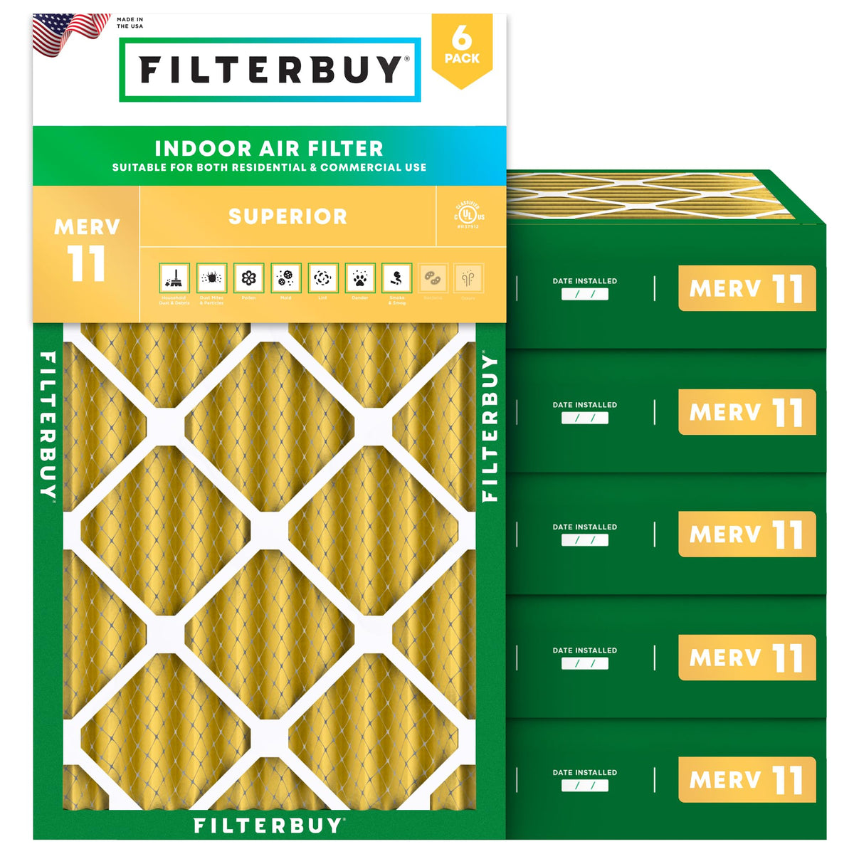 14x25x4 Air Filter MERV 11 Pet & Allergy Defense (6-Pack)