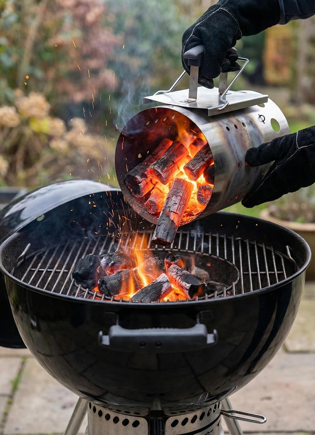 Stainless Steel Charcoal Chimney Starter – Perfect for Binchotan Charcoal & All Lump Charcoals and Briquettes, Built