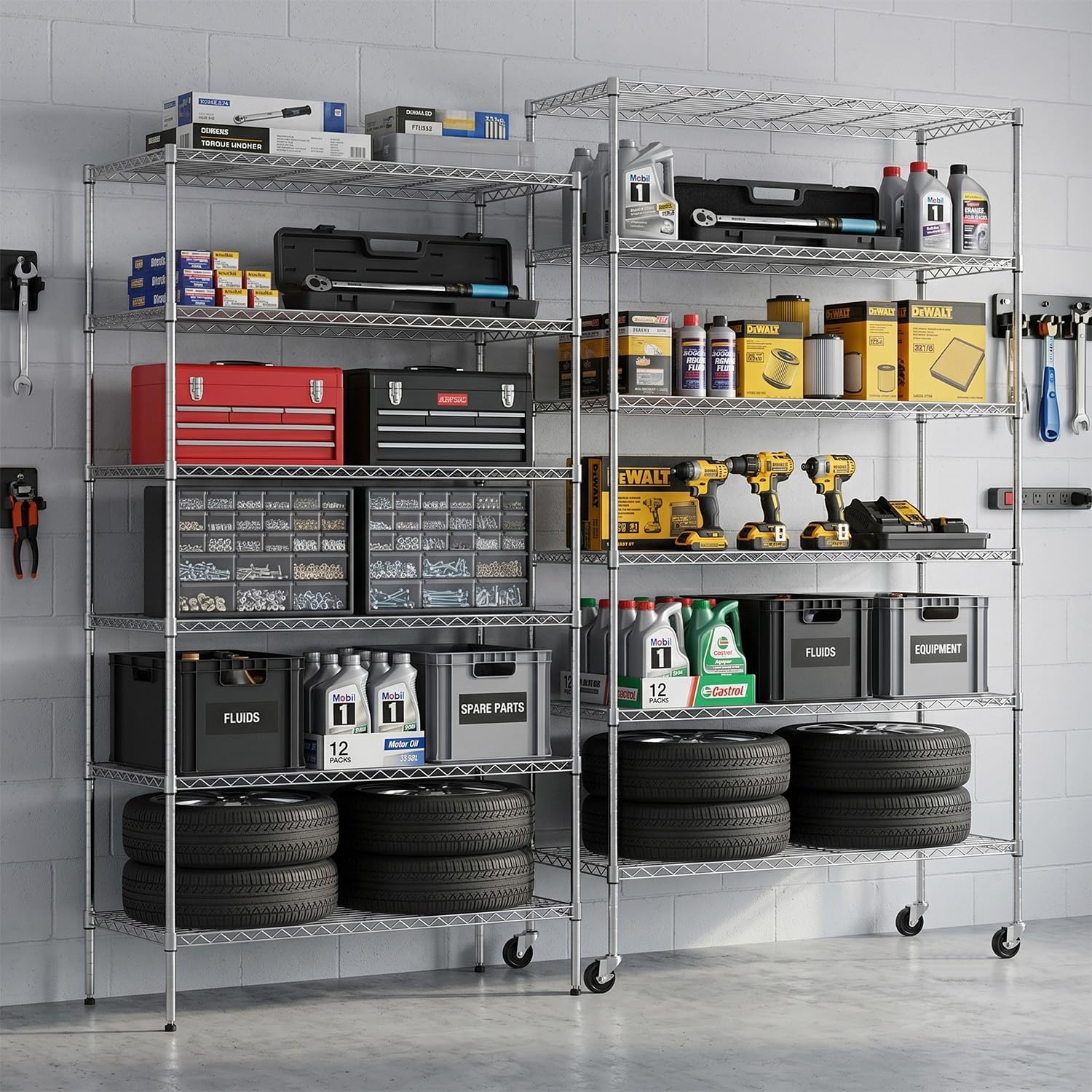 Commercial Wire Shelving Unit Metal Shelf Casters Adjustable Layer Rack Strong Steel for Restaurant Garage Pantry
