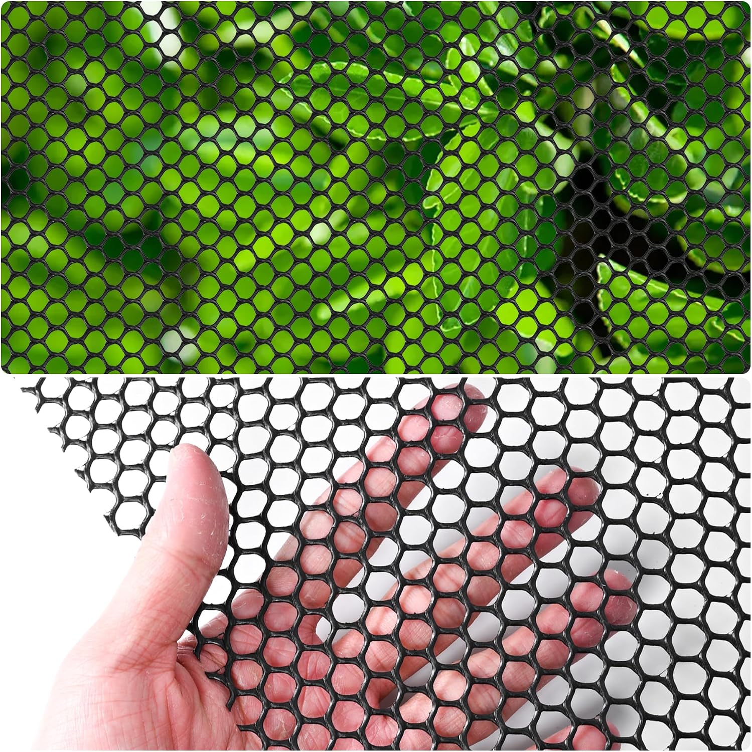 Plastic Mesh Fence Sheet 15.7IN x 50FT - 0.3IN Opening Plastic Chicken Wire Netting Roll Durable for Dogs, Poultry
