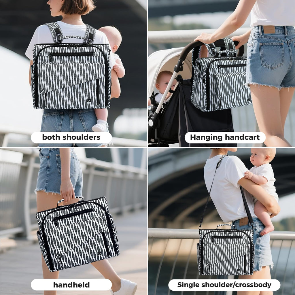 ALLCAMP Diaper Bag Backpack, Large Capacity, Portable Changing Pad