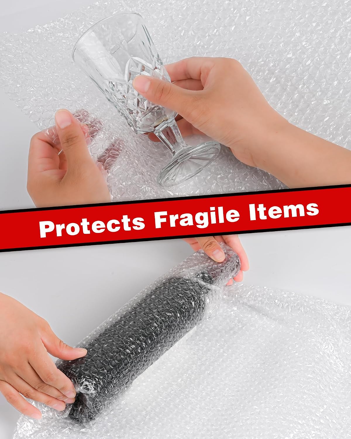 2-Pack Bubble Cushioning Wrap Rolls, 3/16" x 8" x 72' ft Total [2 Rolls of 36 Feet], Perforated 12" 20 Fragile
