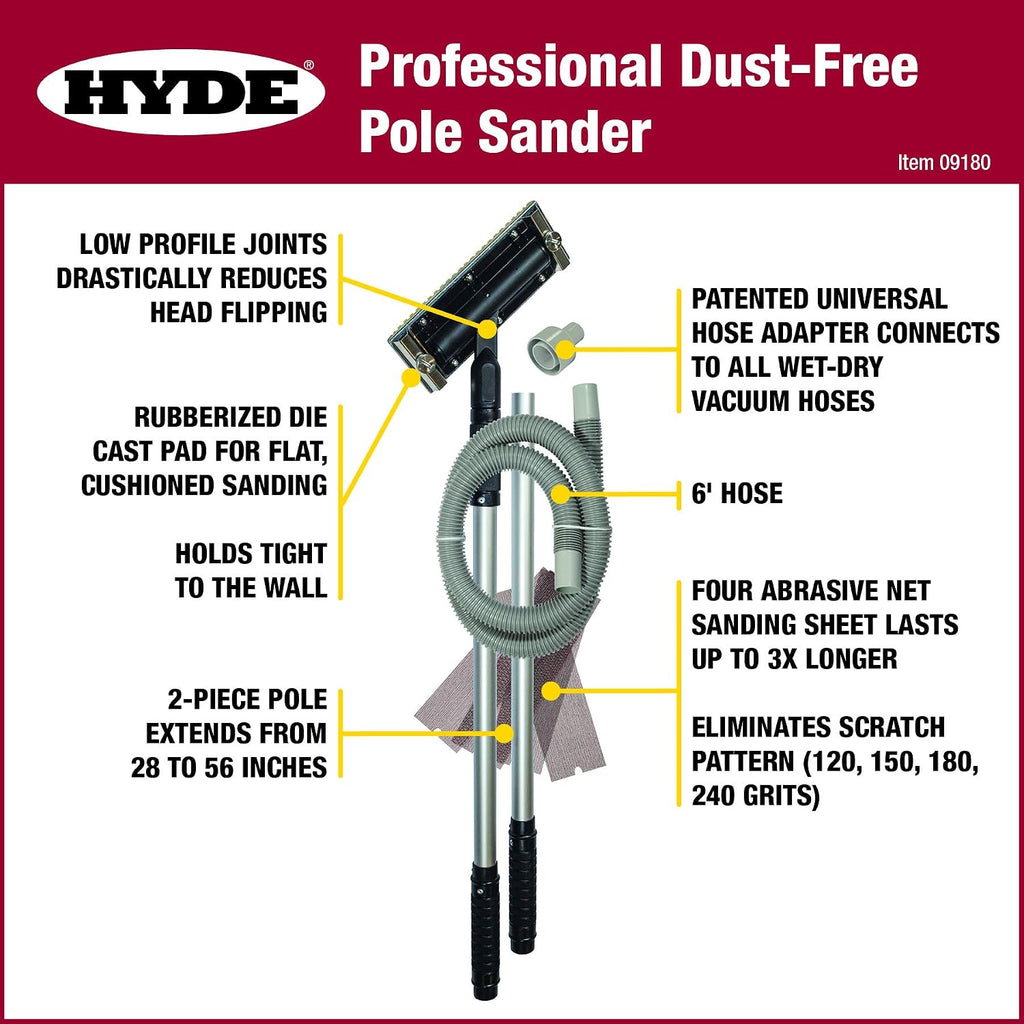 09180 Dust-Free Vacuum Sander, Professional Pole Sander