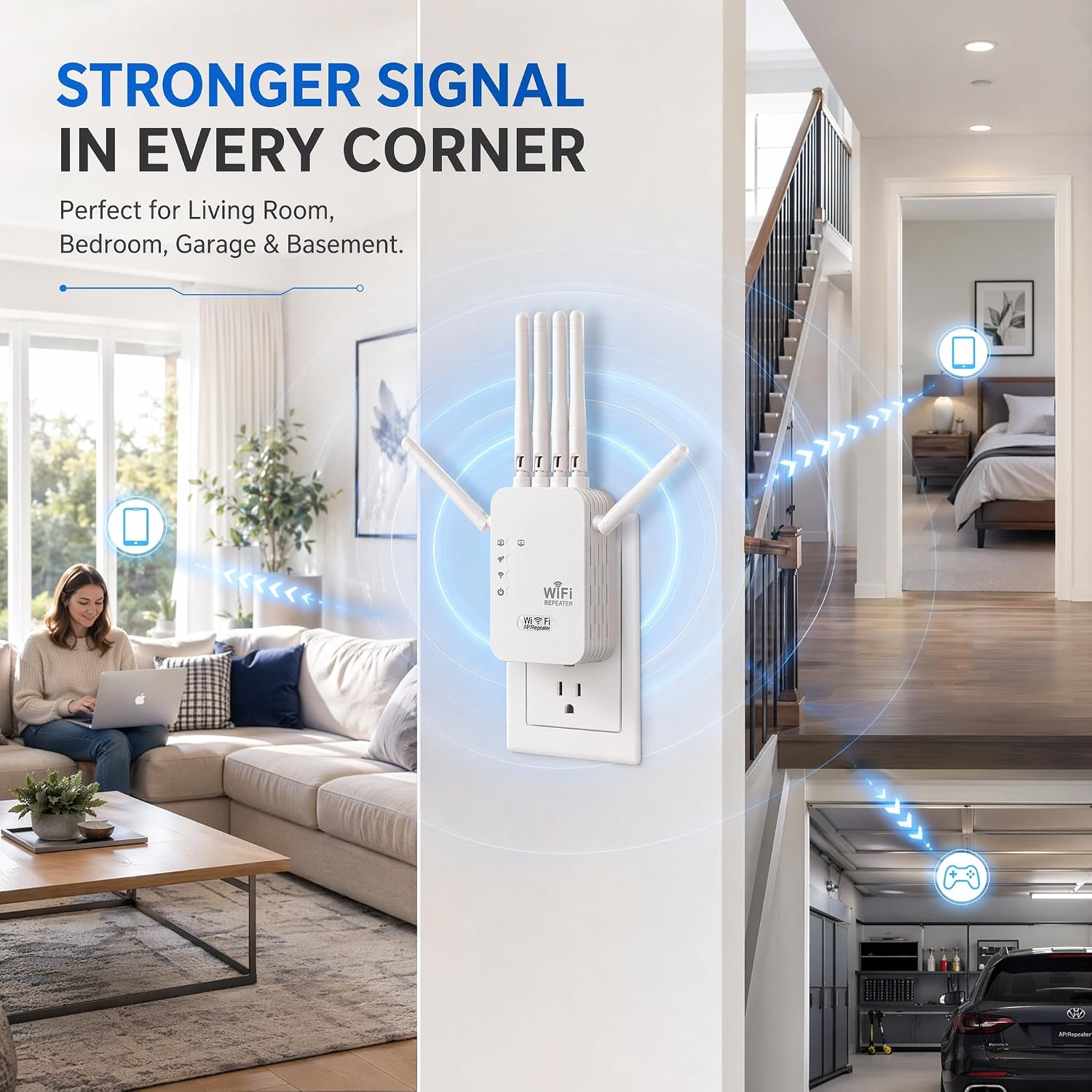 WiFi Extender, WiFi Extenders Signal Booster for Home, WiFi Booster 1200Mbps Dual Band (5GHz/2.4GHz), WiFi Repeater