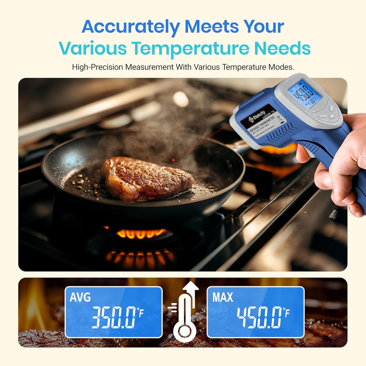 Infrared Thermometer Laser Temperature Gun 774, Blue