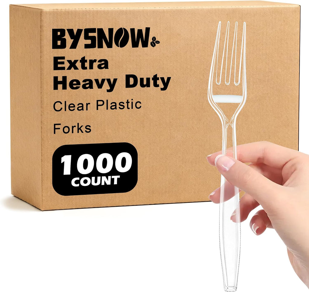 1000 Count Clear Disposable Plastic Forks Heavy Duty Cutlery Set