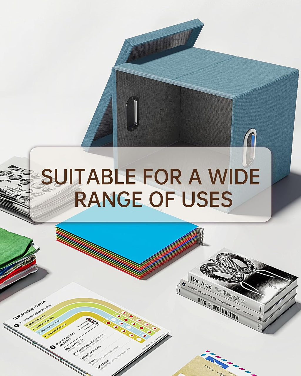 File Organizer with Lid, File Box, File Cabinet for Letter File Folder Storage, Hanging File Organizer for