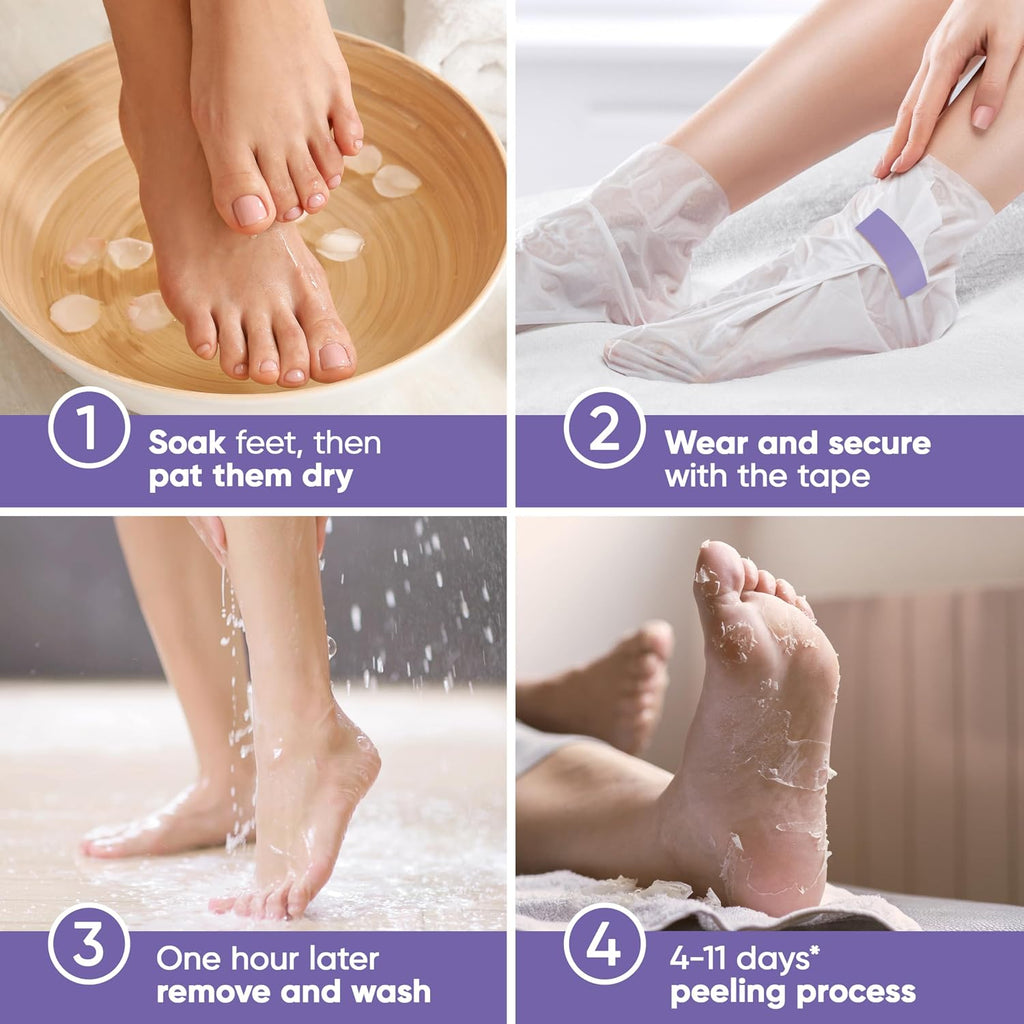 Foot Peeling Mask for Dry Cracked Feet | Foot Mask to Exfoliate Rough, Cracked, Dry Feet, Calluses for Soft Baby Feet