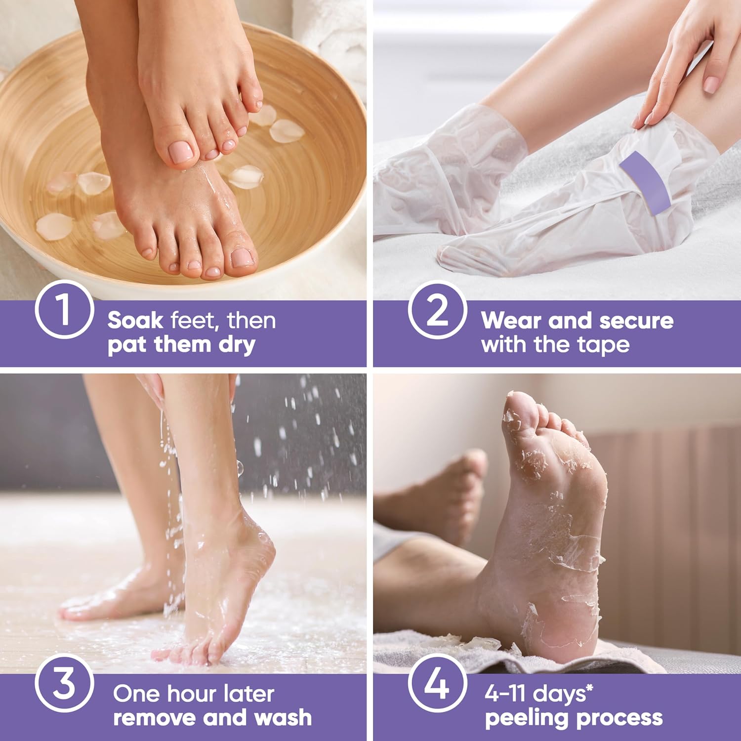 Foot Peeling Mask for Dry Cracked Feet | Foot Mask to Exfoliate Rough, Cracked, Dry Feet, Calluses for Soft Baby Feet