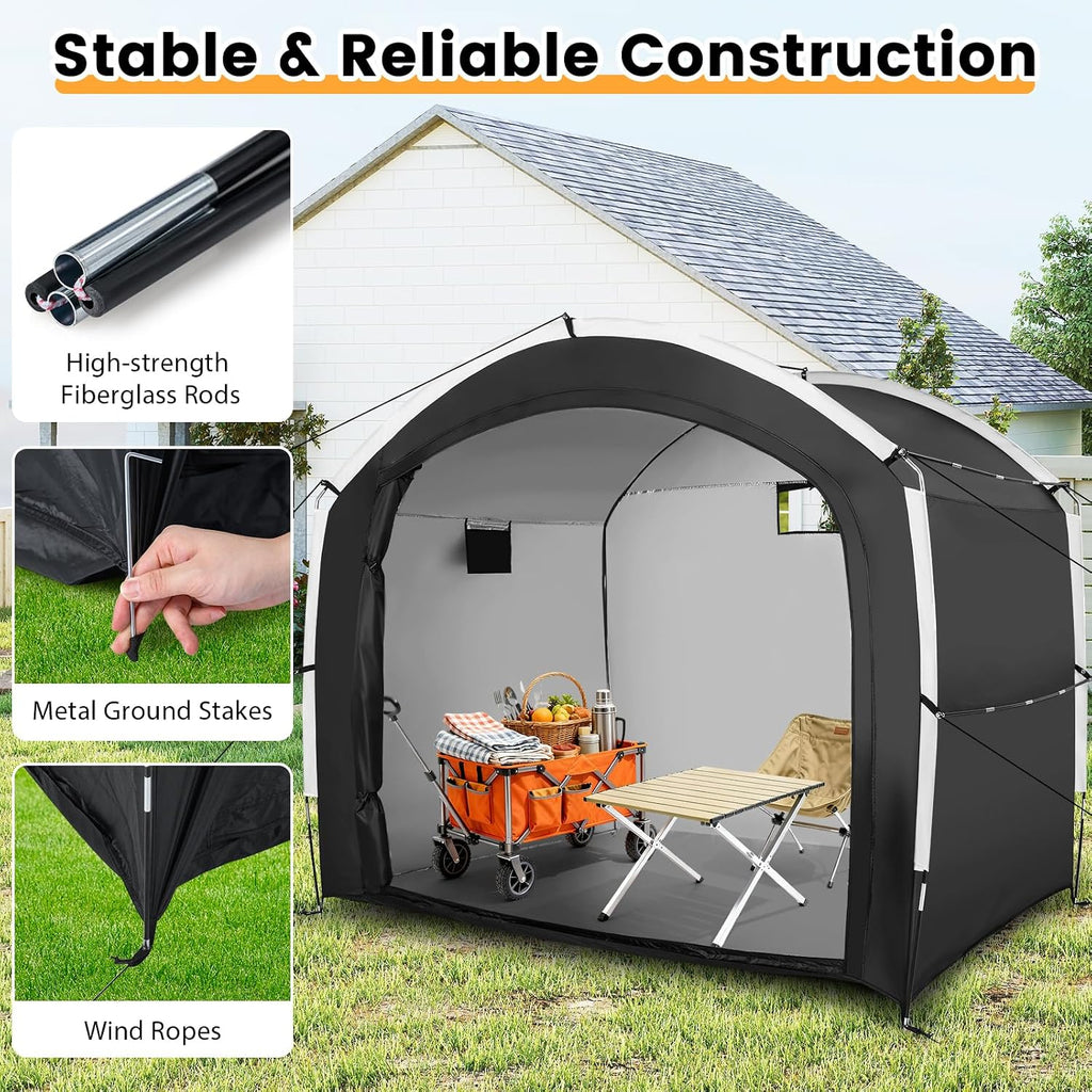 Bike Storage Shed for 5 Bikes, UPF50+ Outdoor Portable Bicycle Storage Shelter Tent with 210D Oxford Fabric, Heavy