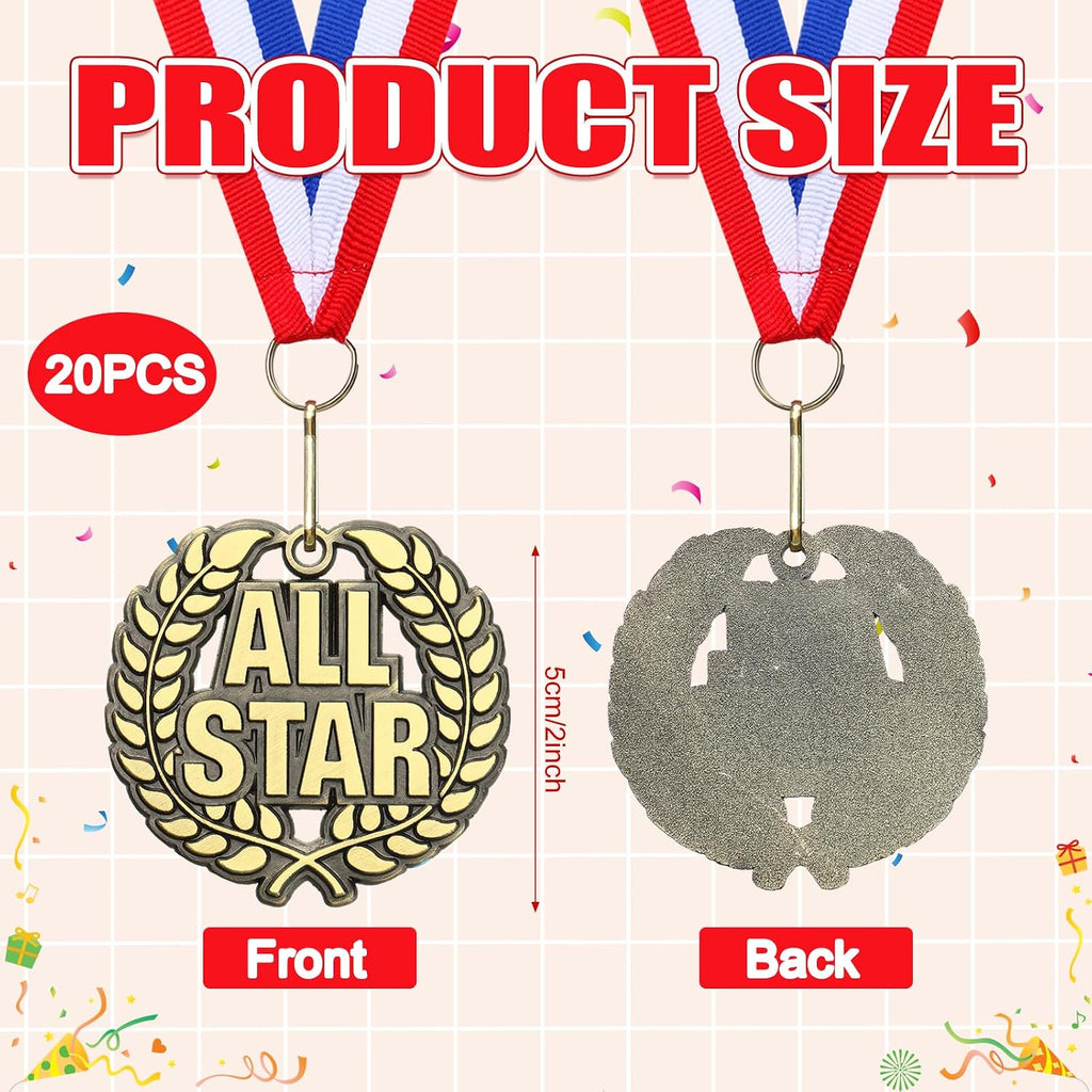 2'' Gold Award Medals Bulk Winner Medals with Neck Ribbons Metal Trophy Award Prize Gift for Tournaments