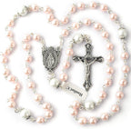 Catholic Miraculous Medal Rosary Glass Pearl Beads with Gift Box