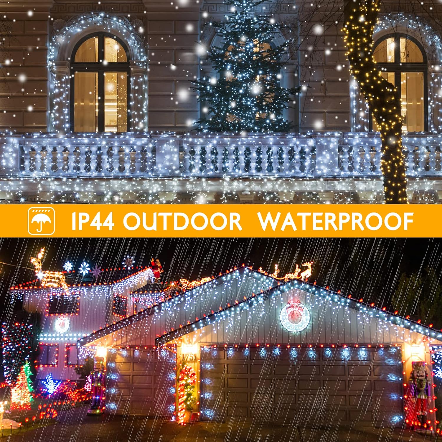 400 Led Icicle Lights White Outdoor,32.8ft,Outside Christmas Decor | 75 Drops Icicle Lights,8 Modes,Waterproof Fairy