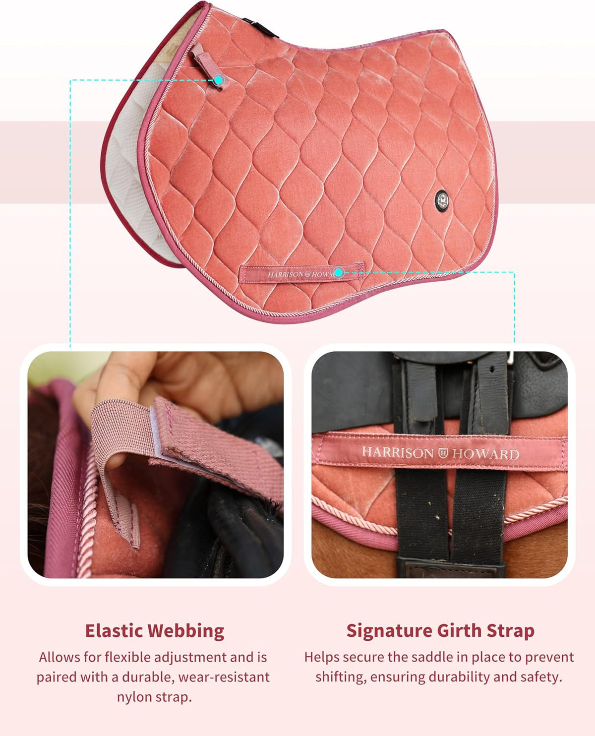 Close Contact Horse Saddle Pad for Jumping, w/Velvet Hue