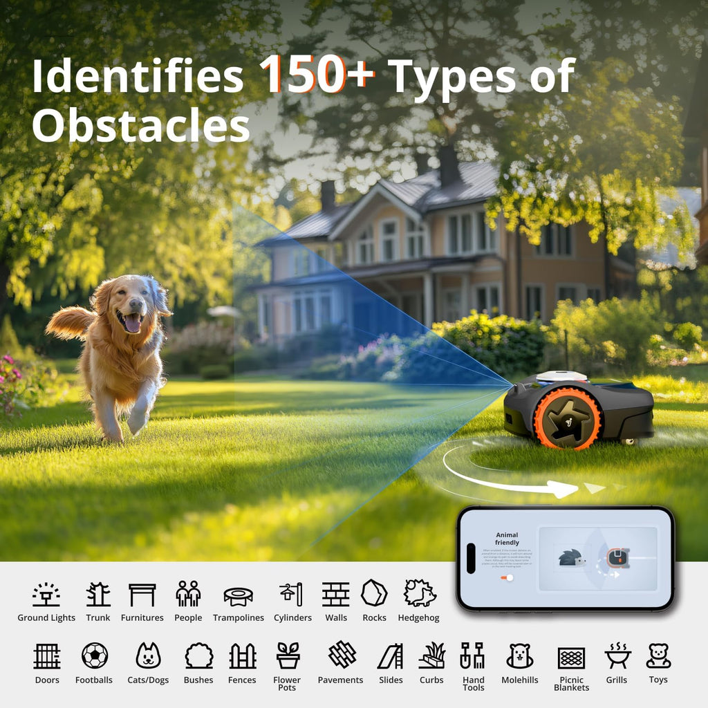 Segway Navimow i110N Robot Lawn Mower Perimeter Wire Free 1/4 Acre RTK+Vision Robotic Lawnmower, AI-Assisted Mapping