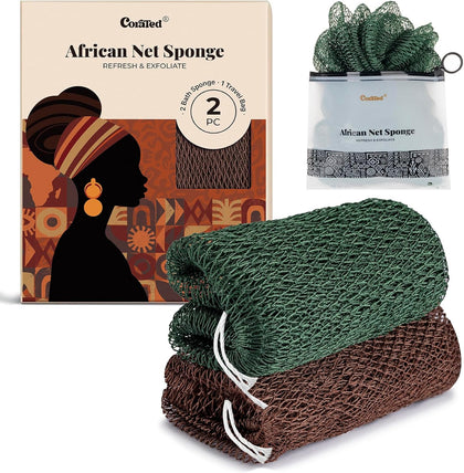 African Net Sponge Authentic, Shower Loofah Exfoliating Bath Sponge, Body Scrubber for Women and Men Daily Use Body