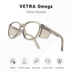 VETRA Omega Z87+ Safety Glasses Side Shield CP Frame (Cold Brew)