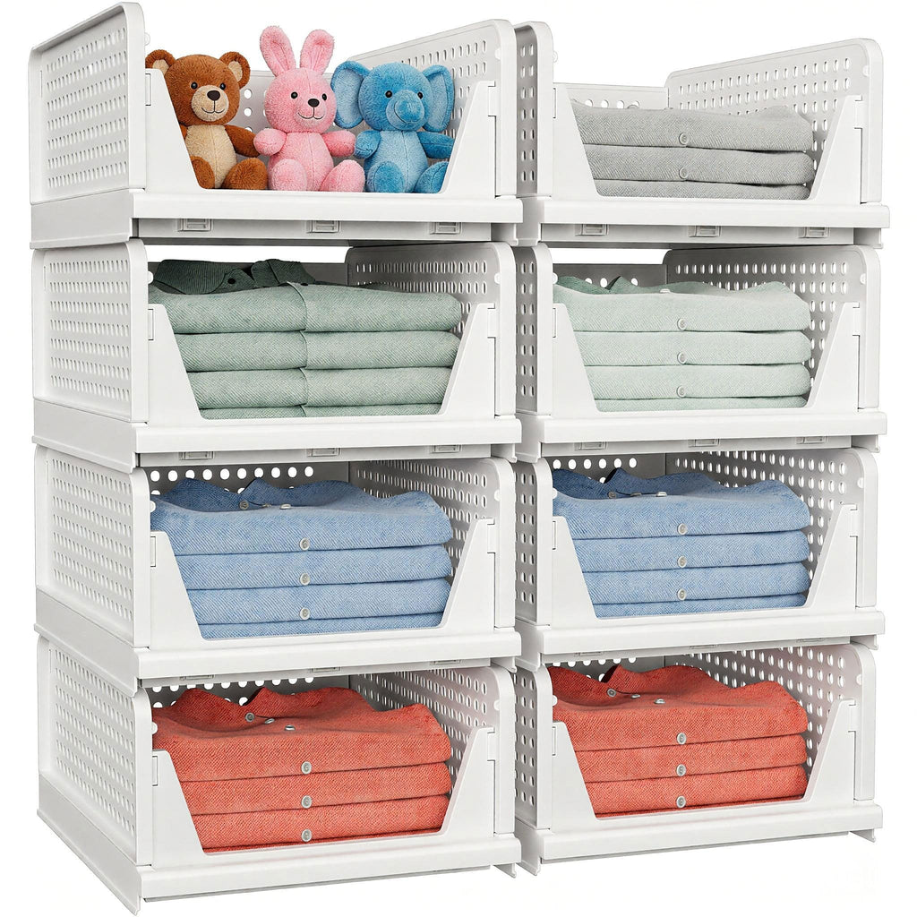 8 Pack Stackable Closet Storage Basket - Stackable Storage Bins