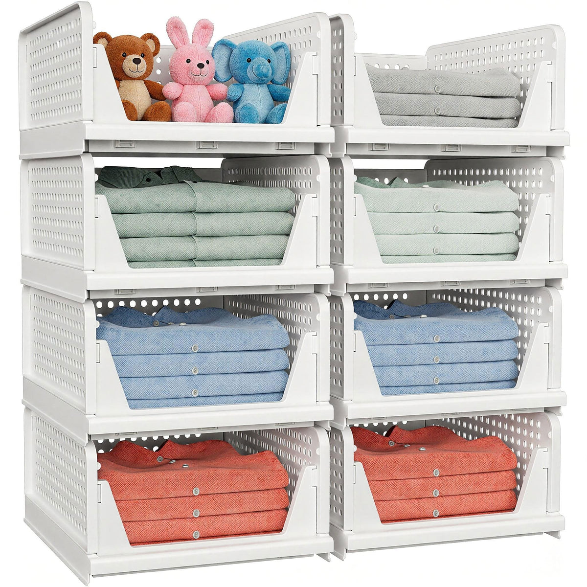 8 Pack Stackable Closet Storage Basket - Stackable Storage Bins