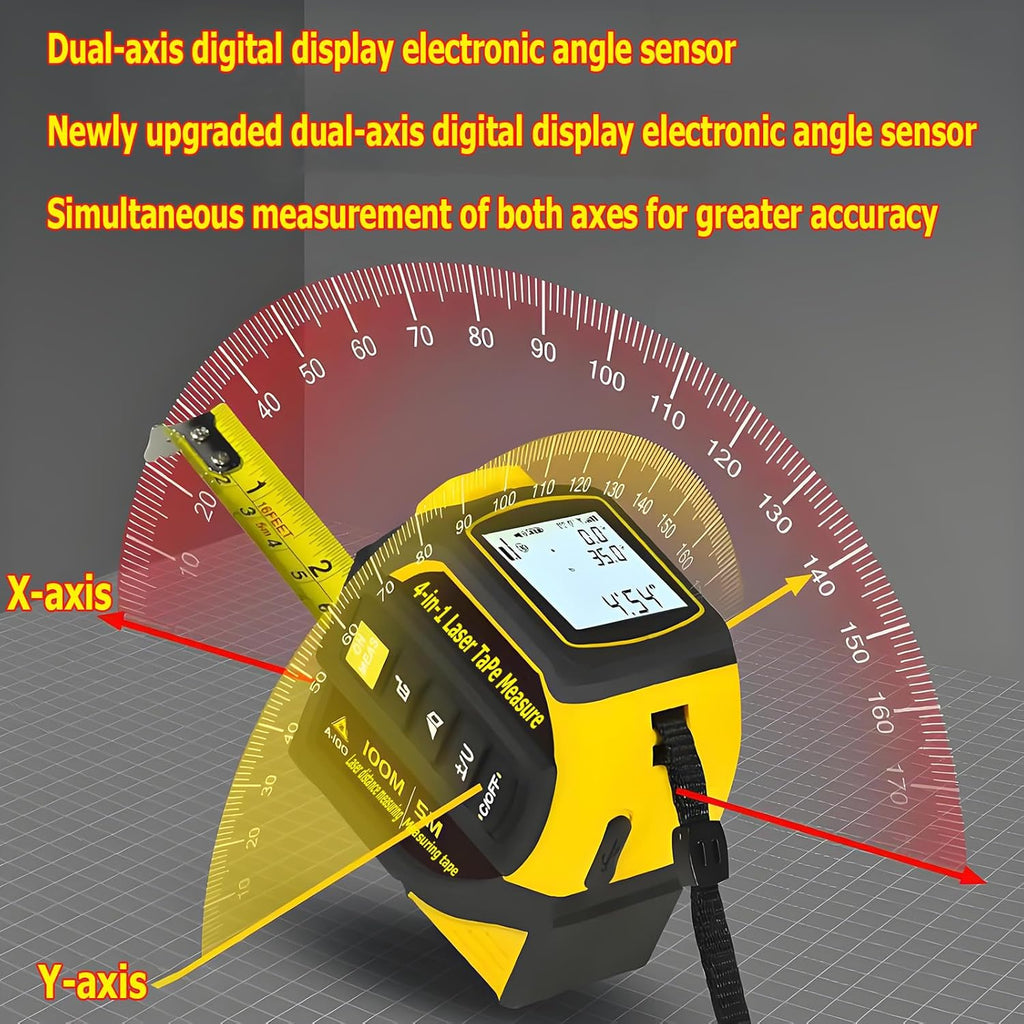 tape measure 4-in-1 laser Digital Measuring Tape & 60m/197ft Laser Distance Meter & with 16ft/5m & Crosshair markings