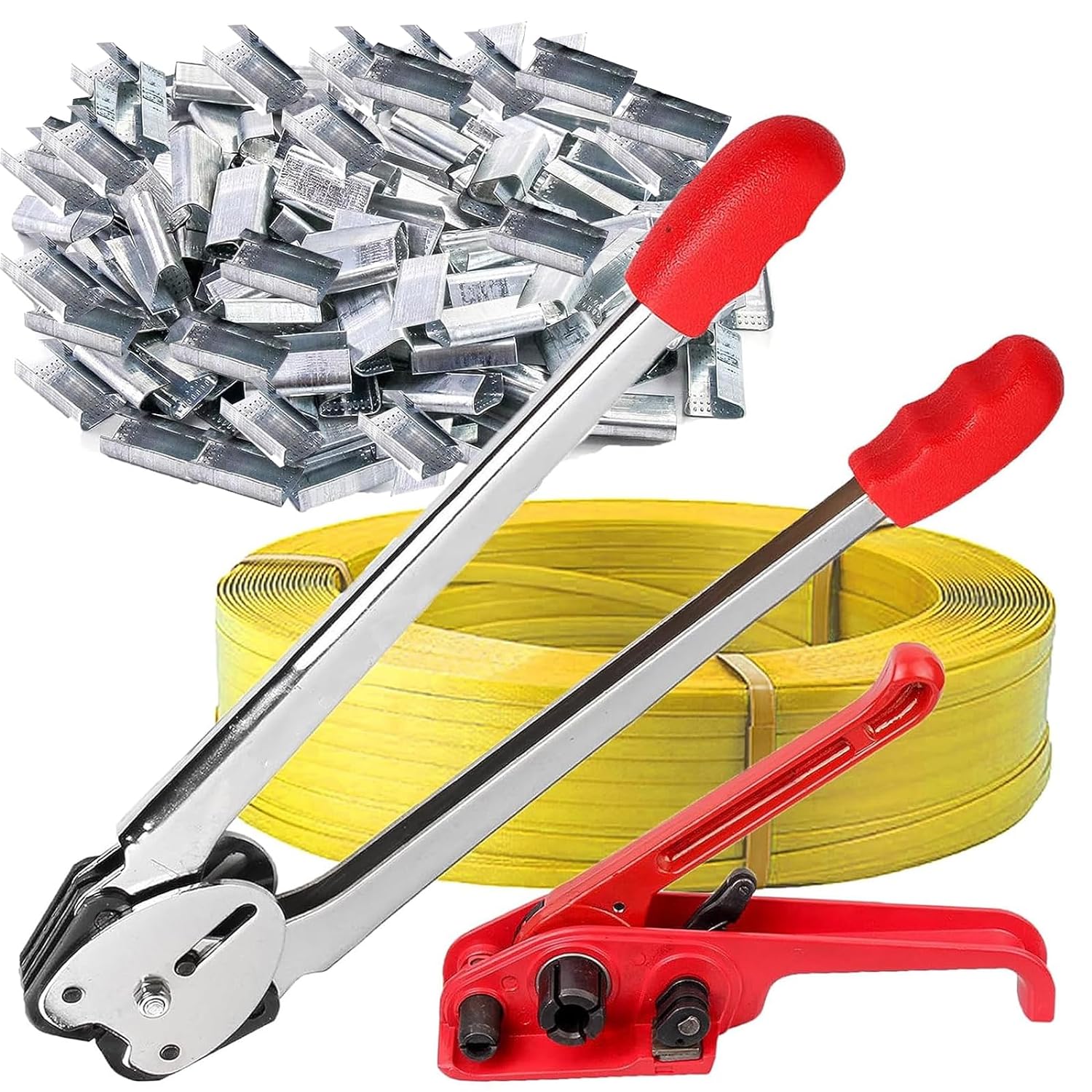 Pallet Strapping Kit for Packing,Poly Strapping Kit, Manual Tensioning Tool | and Sealer for Polyester and