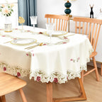 Jacquard Floral Embroidered Oval Tablecloth 60 x 84 inch