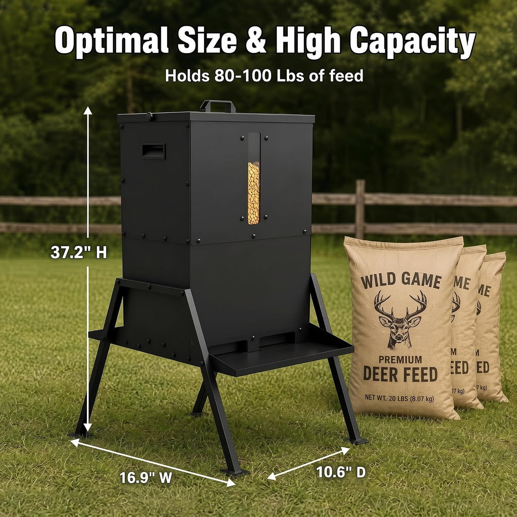Metal Gravity Deer Feeder, 80-100 Lbs Capacity