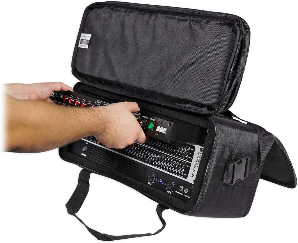 RRB40 4U Rack Bag Double-Sided Case, 12" Depth, Shoulder Strap, Zippered Pockets, Durable Nylon, for DJs and Live