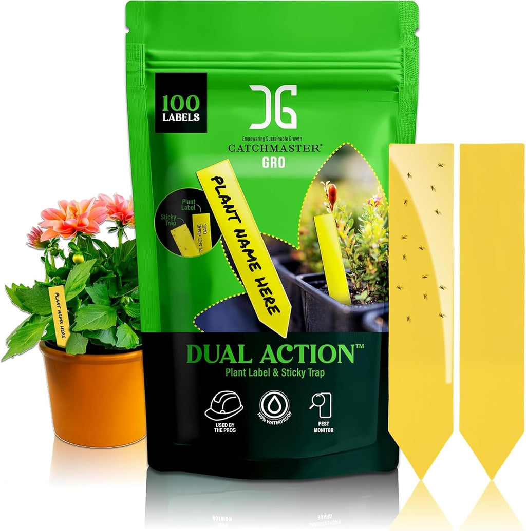 Dual Action Plant Labels 100 PK, Sticky Insect Trap Plant Stakes