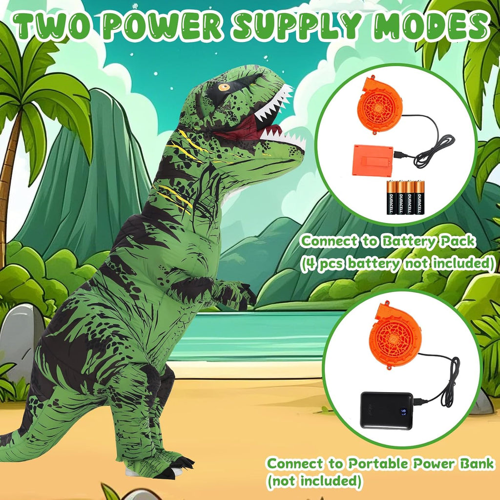 Inflatable Dinosaur Costume for Adult,Halloween Costumes T Rex Blow Up Costumes for Women Men,Funny Cosplay Party(Green)