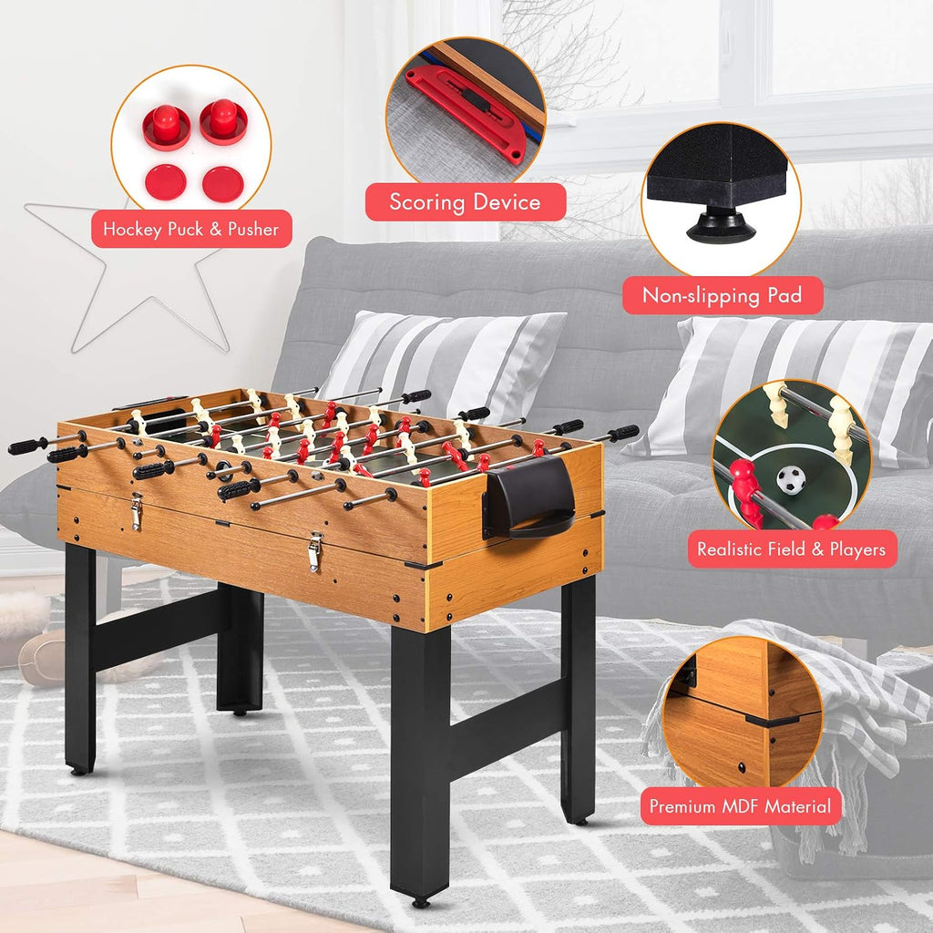 3 in 1 Multi Game Table, 49 Inch with Foosball Hockey & Billiards, Competition Sized Combo Game Table for Home, Game