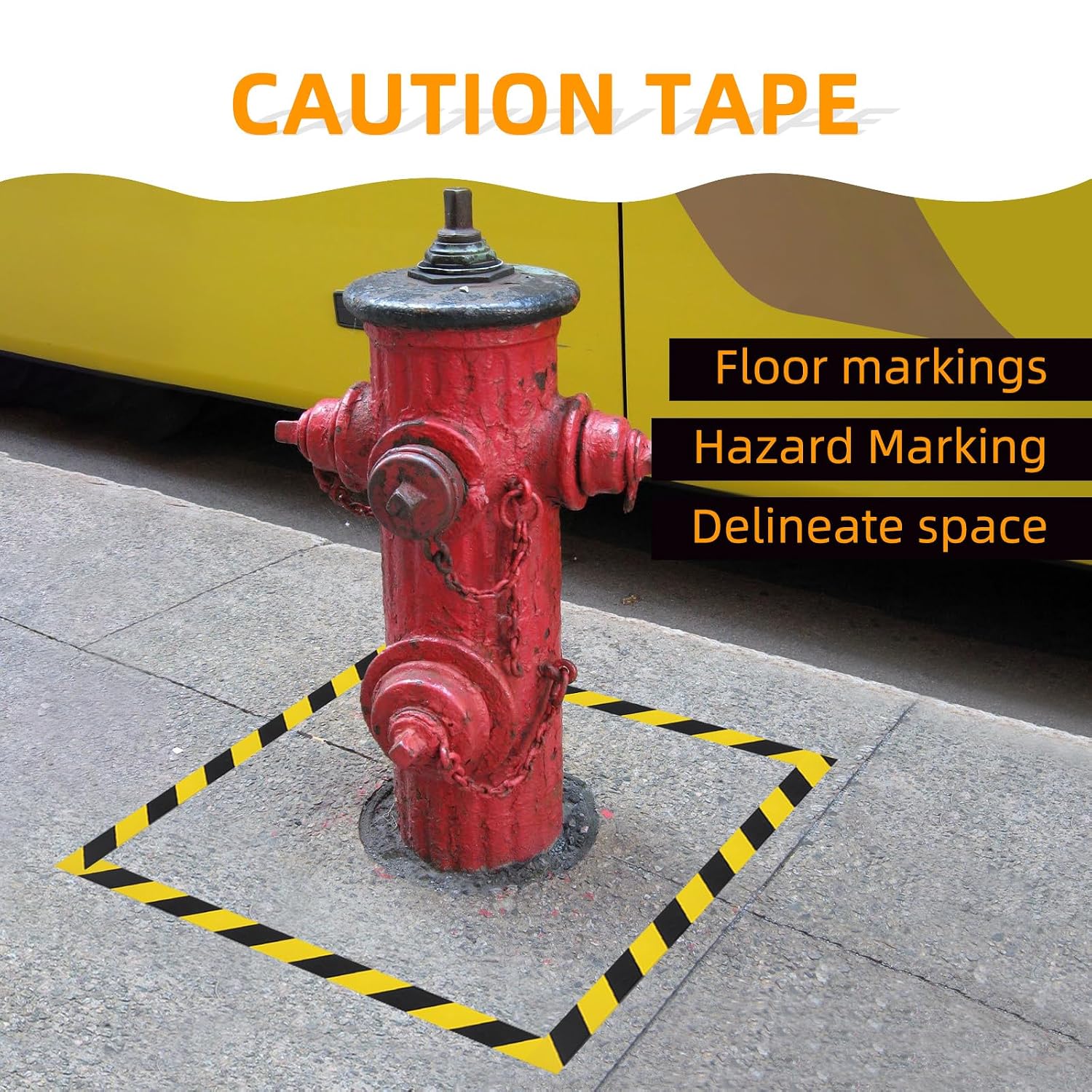 Hazard Warning Tape, Black & Yellow Safety Caution Tape - Strong Adhesive, No Residue, Flexible Hazard Tape for