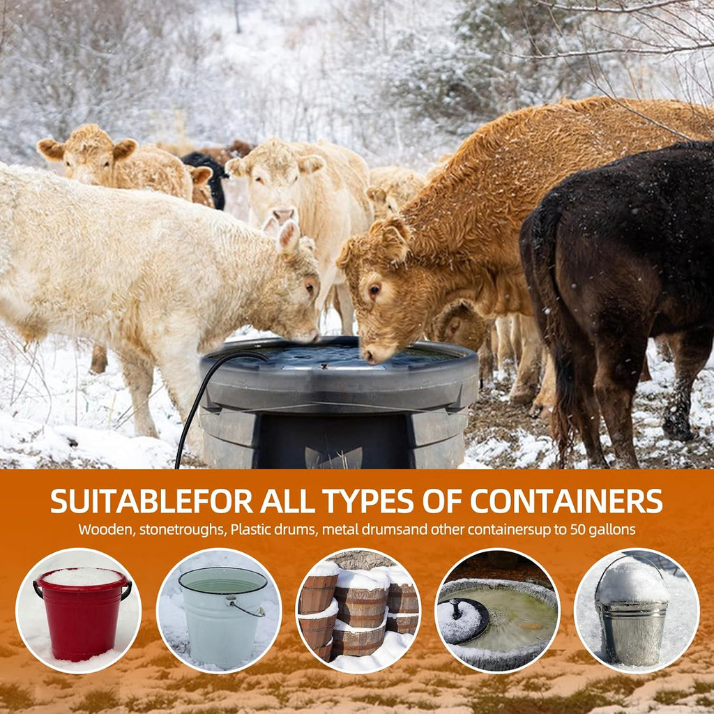 1000W Utility De-Icer, Submergible Bird Bath Heater De-icer, Chicken Water Heater, Stock Tank Heater for Livestock