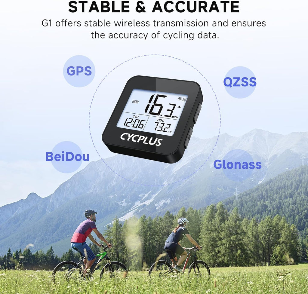 Wireless GPS Bike Computer G1, 70g, 2.0" Screen, IPX6, 1200mAh | Pocket-Size, Bicycle Speedometer Odometer with