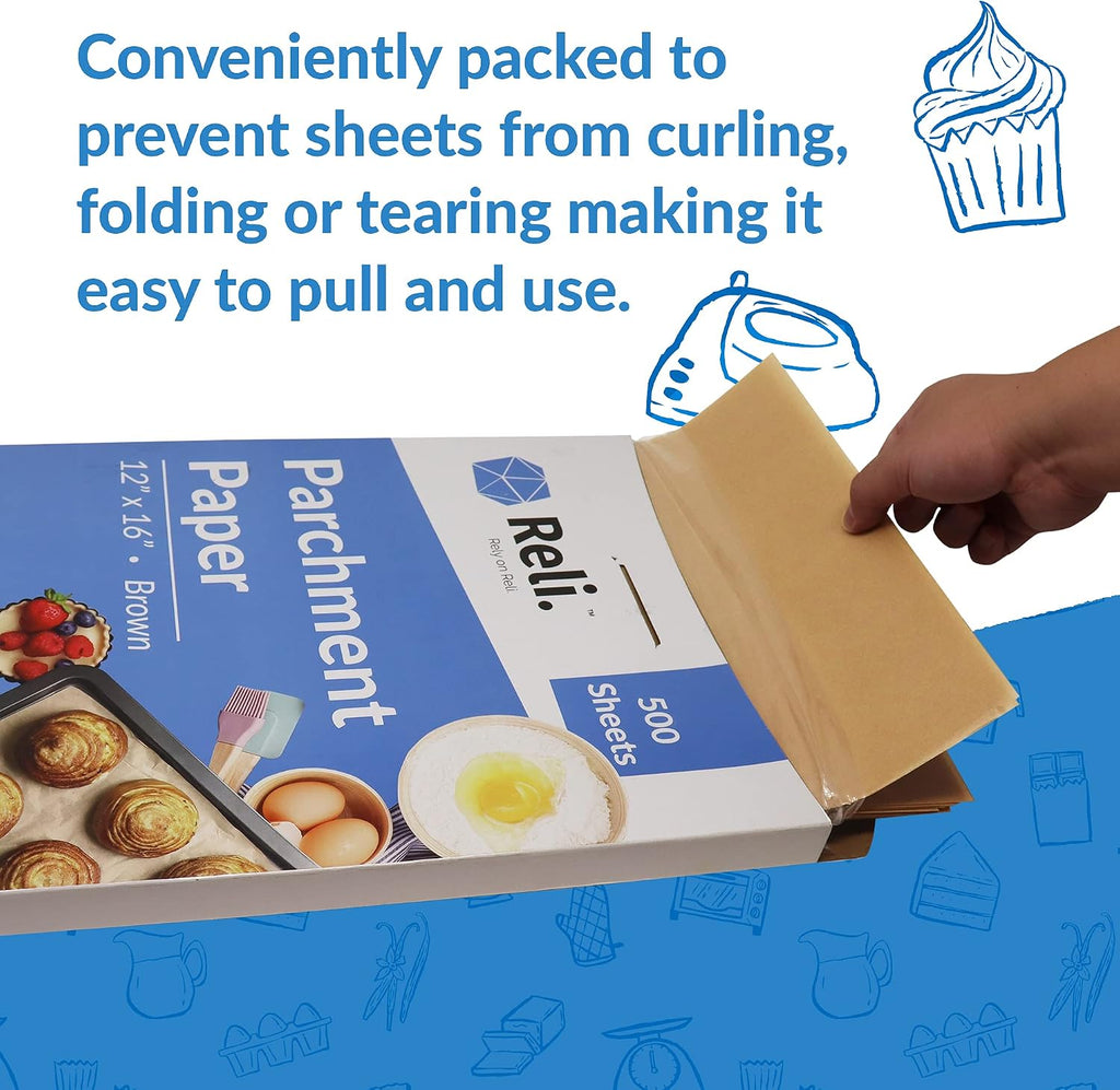 500 Pcs Parchment Paper Sheets, Bulk | 12x16 Inch | Brown