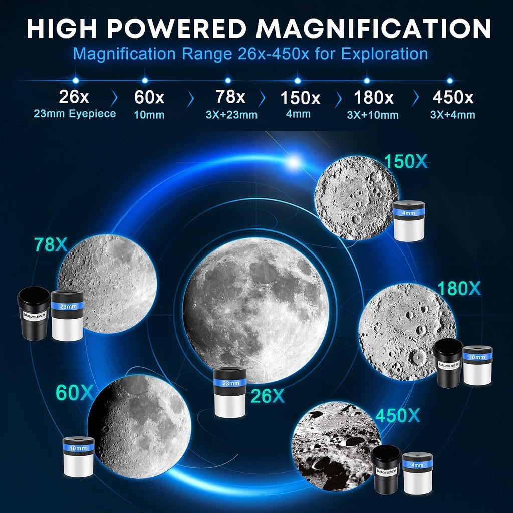Telescope for Adults & Kids, 80mm Aperture 600mm High Powered Telescope for Astronomy Beginners - Refractor
