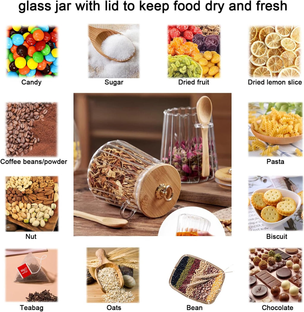 Sugar Bowls Sugar Container 25.36 FL OZ Glass Coffee Canister Airtight Food Storage Jar with Lid and Spoon Candy Jar