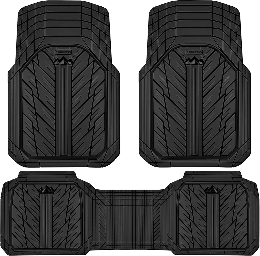 Heavy Rubber Car Floor Mats, Deep Waterproof Car Mats All Weather, Universal Trim-to Fit Automotive Floor Mats for
