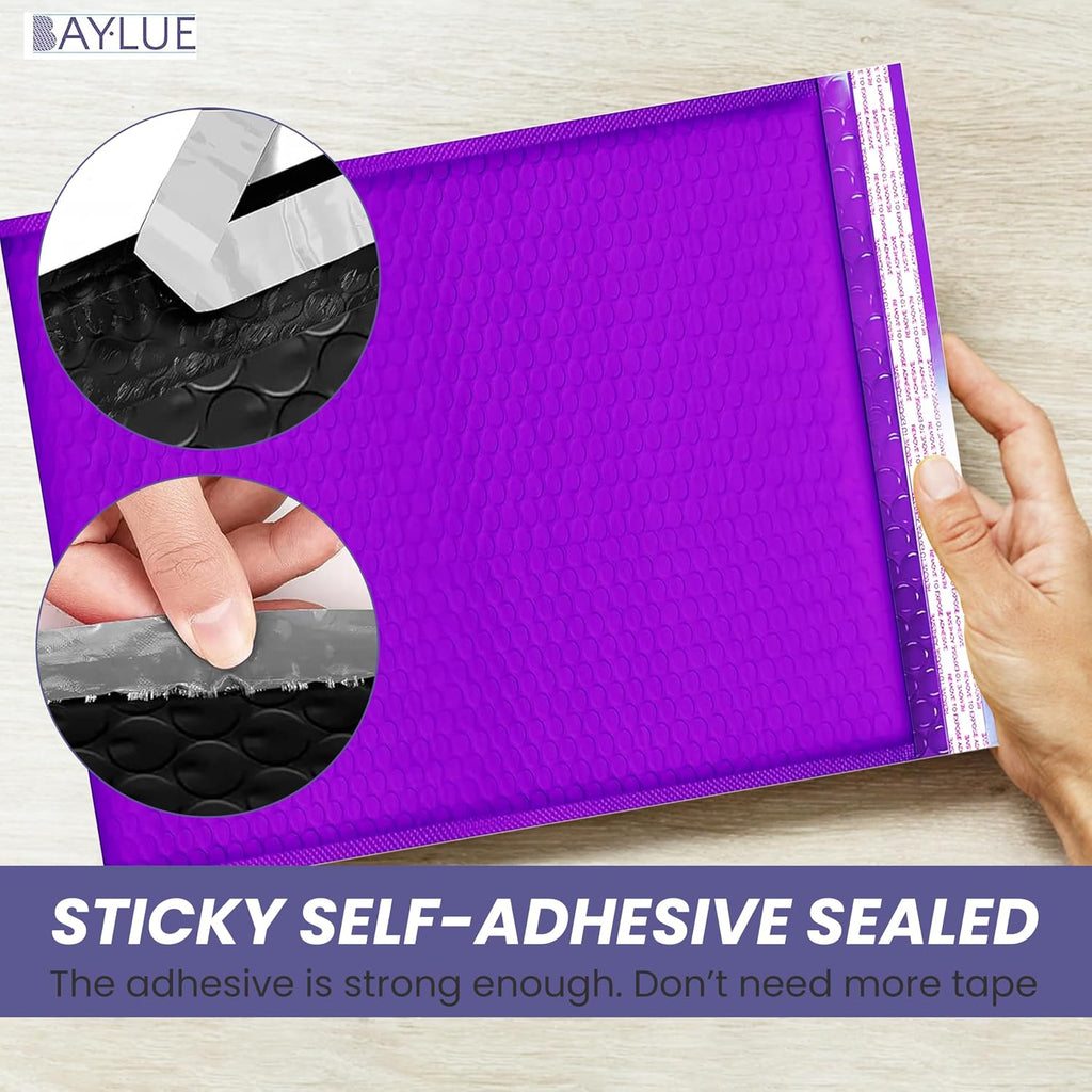 Purple Bubble Mailers 10x13, Self Seal Poly Padded Envelopes, 100 Pack Bulk