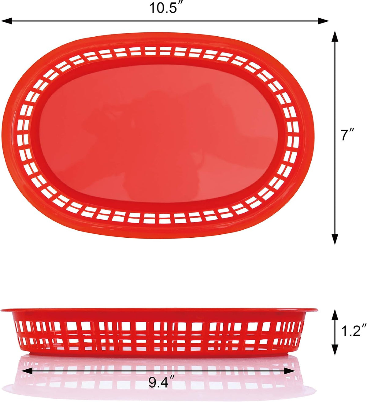 Fast Food Baskets, 10.5 x 7 Inch, Red