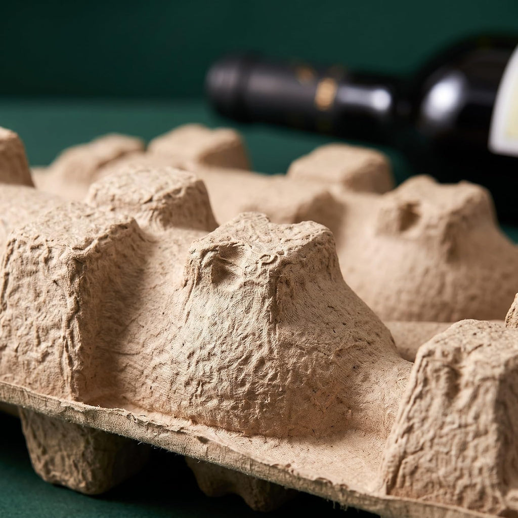 4pcs Wine Bottle Packing Tray Khaki Paper Pulp for 750ml Bottles