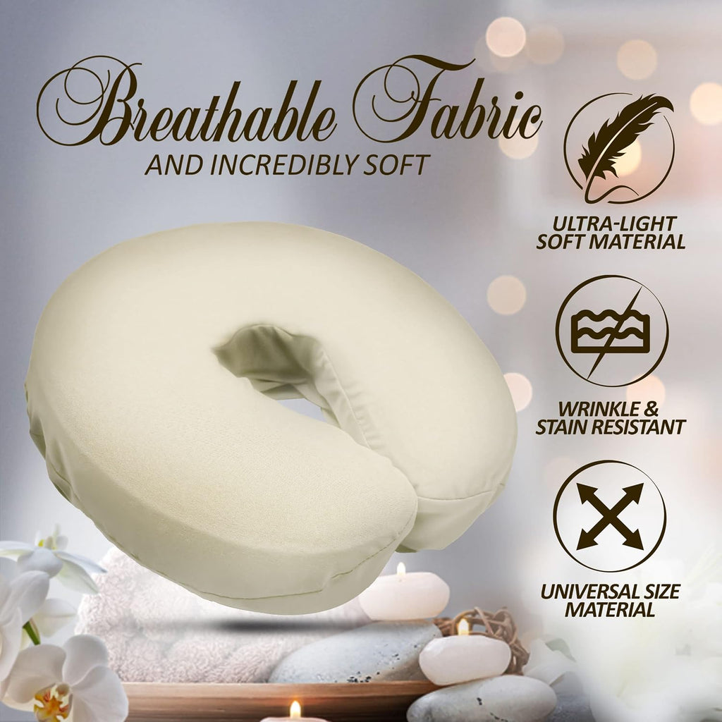 Soft & Heavy Microfiber Massage Tables Face Cradle Covers Cozies Fitted- 4 Pieces (4, Natural)